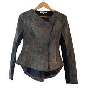 Robbi & Nikki Size S Women's Asymmetrical‎ Zip Jacket Distressed Faux Leather
